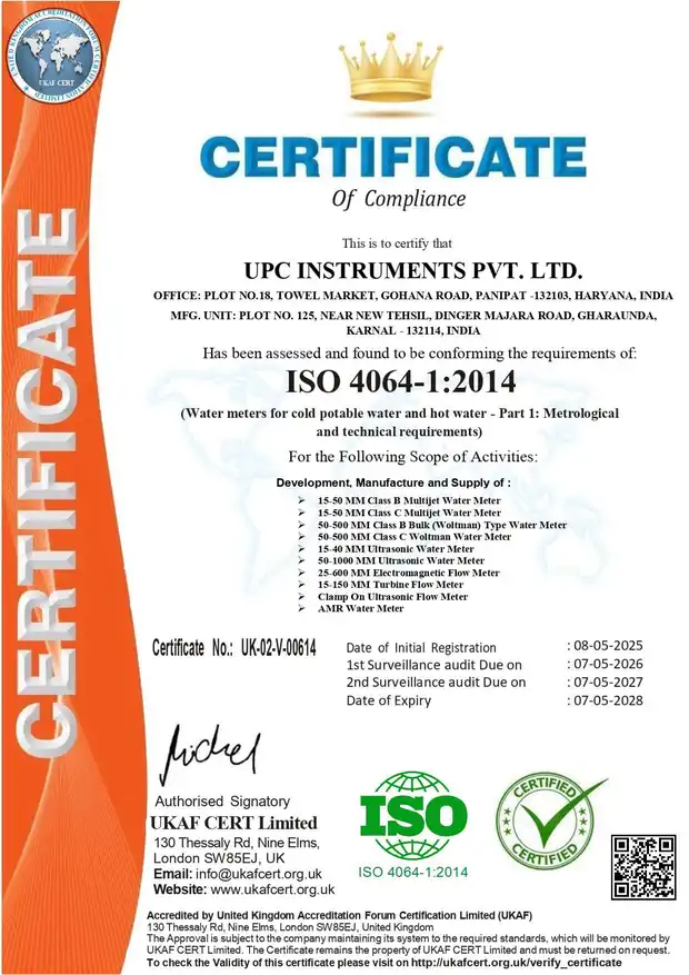 ISO 4064-1 OF UK UPC INSTRUMENTS PVT. LTD.