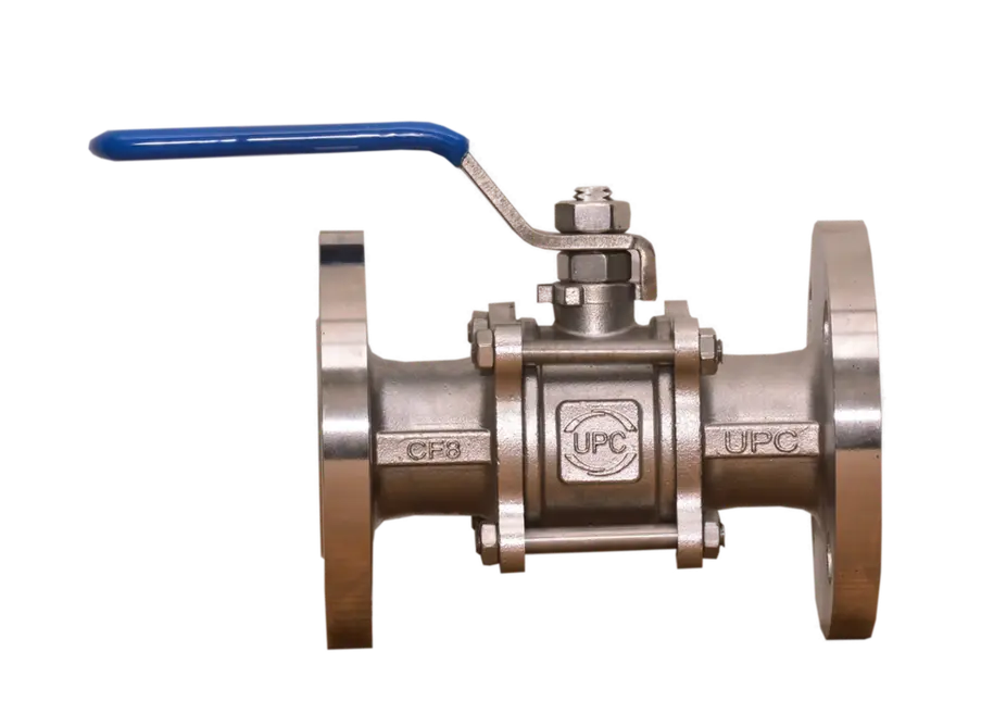 SS 304 Three Piece Flange end Ball Valve